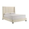 Aegis Queen Size Bed, Wingback, Channel Tufted, Cream Beige Upholstery By Casagear Home