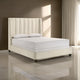 Aegis Queen Size Bed, Wingback, Channel Tufted, Cream Beige Upholstery By Casagear Home