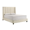 Aegis Queen Size Bed Wingback Channel Tufted Cream Beige Upholstery By Casagear Home