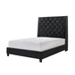 Maze King Size Bed Button Tufted Nailhead Trim Black Fabric Upholstery By Casagear Home BM307255