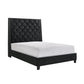 Maze King Size Bed, Button Tufted, Nailhead Trim, Black Fabric Upholstery By Casagear Home