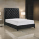 Maze King Size Bed, Button Tufted, Nailhead Trim, Black Fabric Upholstery By Casagear Home