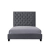 Maze King Size Bed Button Tufted Nailhead Trim Gray Fabric Upholstery By Casagear Home