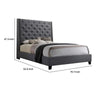 Maze King Size Bed Button Tufted Nailhead Trim Gray Fabric Upholstery By Casagear Home