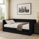 Trundle Daybed, Soft Black Velvet Upholstery, Classic Nailhead Trim Design By Casagear Home