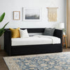 Trundle Daybed, Soft Black Velvet Upholstery, Classic Nailhead Trim Design By Casagear Home