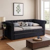 Ellen Trundle Daybed, Black Fabric Upholstery, Rolled Arms, Nailhead Trim By Casagear Home