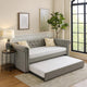 Ellen Trundle Daybed, Gray Fabric Upholstery, Rolled Arms, Nailhead Trim By Casagear Home