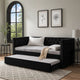 Trace Trundle Daybed, Black Fabric Upholstery, Chesterfield, Nailhead Trim By Casagear Home