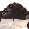 Chef King Size Bed Carved Faux Leather Upholstery Dark Brown Wood By Casagear Home