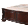 Chef King Size Bed Carved Faux Leather Upholstery Dark Brown Wood By Casagear Home BM307270