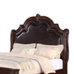 Chef Queen Size Bed Carved Faux Leather Upholstery Dark Brown Wood By Casagear Home BM307271