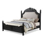 Berry Queen Size Bed Scrolled Headboard Cream Upholstery Black Wood By Casagear Home BM307274