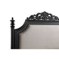 Berry Queen Size Bed Scrolled Headboard Cream Upholstery Black Wood By Casagear Home BM307274