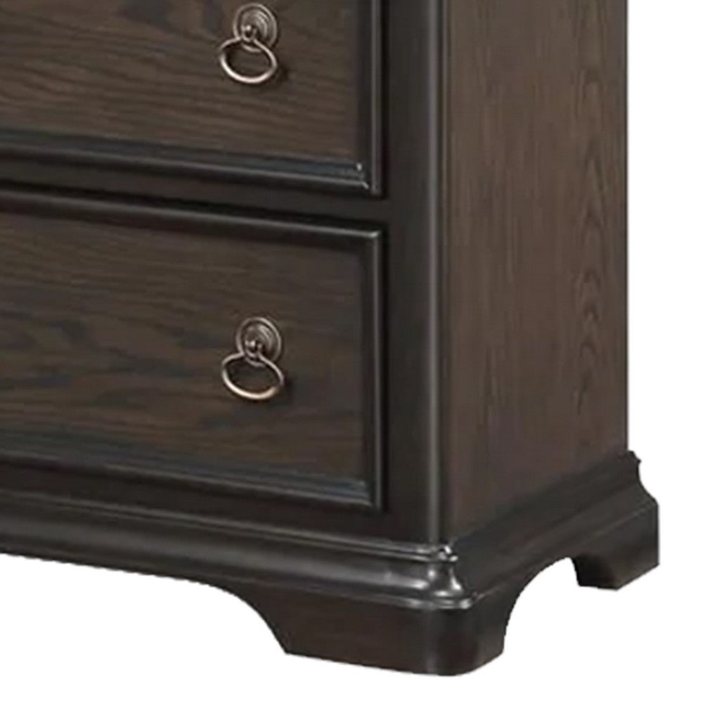 Dam 66 Inch Wide Dresser with Arched Mirror 10 Drawers Dark Brown Wood By Casagear Home BM307275