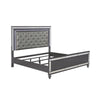 Reff Queen Size Bed Button Tufted Gray Fabric Upholstery Modern Wood By Casagear Home