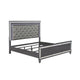 Reff Queen Size Bed Button Tufted Gray Fabric Upholstery Modern Wood By Casagear Home