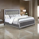 Reff Queen Size Bed, Button Tufted Gray Fabric Upholstery, Modern Wood By Casagear Home