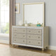 Cristo 62 Inch Wide Dresser with Mirror, 6 Drawers, Champagne Cross Pattern By Casagear Home