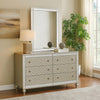 Cristo 62 Inch Wide Dresser with Mirror, 6 Drawers, Champagne Cross Pattern By Casagear Home