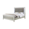Cristo King Size Bed Gray Fabric Upholstery Champagne Wood Mirror Trim By Casagear Home