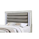 Cristo King Size Bed Gray Fabric Upholstery Champagne Wood Mirror Trim By Casagear Home