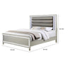 Cristo King Size Bed Gray Fabric Upholstery Champagne Wood Mirror Trim By Casagear Home