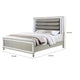 Cristo King Size Bed Gray Fabric Upholstery Champagne Wood Mirror Trim By Casagear Home