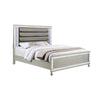 Cristo King Size Bed Gray Fabric Upholstery Champagne Wood Mirror Trim By Casagear Home