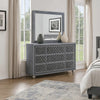 Rall 61 Inch Wide Dresser with Mirror, 9 Drawers, Modern, Turned Legs, Gray By Casagear Home