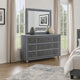 Rall 61 Inch Wide Dresser with Mirror, 9 Drawers, Modern, Turned Legs, Gray By Casagear Home