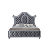 Rall Queen Size Bed Curved Wood Headboard Tufted Gray Fabric Upholstery By Casagear Home BM307288