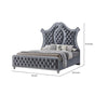 Rall Queen Size Bed Curved Wood Headboard Tufted Gray Fabric Upholstery By Casagear Home BM307288