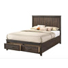 Sea Queen Size Bed Rustic Modern Design Panel Headboard Brown Wood By Casagear Home BM307290