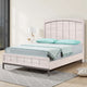 Vice Queen Size Bed, Panel Headboard Design, Gray, Light Washed Brown Wood By Casagear Home