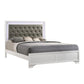 Lise King Size Bed, Gray Fabric Upholstery, LED Lit, Modern White Wood By Casagear Home