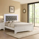 Lise Queen Size Bed, Gray Fabric Upholstery, LED Lit, Modern White Wood By Casagear Home