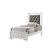 Lise Twin Size Bed Gray Fabric Upholstery LED Lit Modern White Wood By Casagear Home BM307298