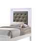 Lise Twin Size Bed Gray Fabric Upholstery LED Lit Modern White Wood By Casagear Home BM307298