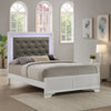Lise Full Size Bed, Gray Fabric Upholstery, LED Lit, Modern White Wood By Casagear Home