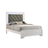 Lise Full Size Bed, Gray Fabric Upholstery, LED Lit, Modern White Wood By Casagear Home