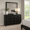 Yoh 57 Inch Wide Dresser with Mirror, 6 Drawers, Round Handles, Black Wood By Casagear Home
