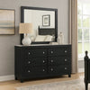 Yoh 57 Inch Wide Dresser with Mirror, 6 Drawers, Round Handles, Black Wood By Casagear Home