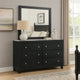Yoh 57 Inch Wide Dresser with Mirror, 6 Drawers, Round Handles, Black Wood By Casagear Home