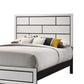 Asir Queen Size Bed Geometric Panel Headboard Modern White Wood Finish By Casagear Home BM307303