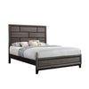 Asir Full Size Bed, Geometric Panel Headboard, Modern Gray Wood Finish By Casagear Home