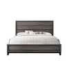 Asir King Size Bed Geometric Panel Headboard Modern Gray Wood Finish By Casagear Home BM307306