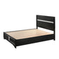 Regi King Size Bed 2 Storage Drawers Silver Striped Headboard Black Wood By Casagear Home BM307309