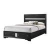 Regi King Size Bed 2 Storage Drawers Silver Striped Headboard Black Wood By Casagear Home BM307309