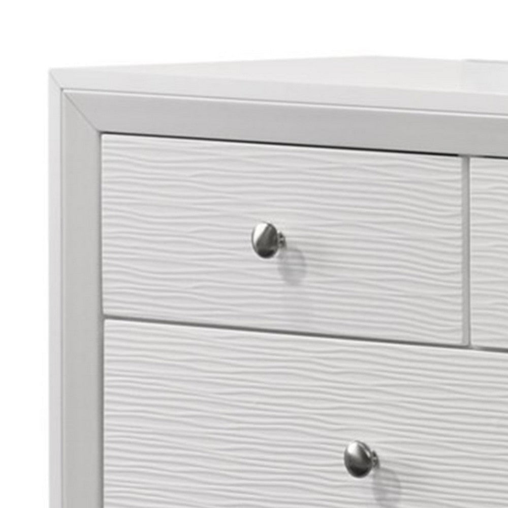 Eve 55 Inch Wide Dresser with Mirror 9 Drawers Metal Handles White Wood By Casagear Home BM307311